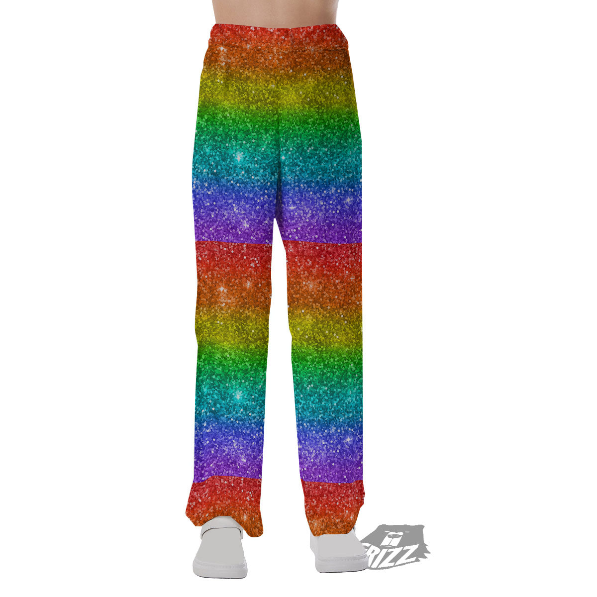 Glitter Rainbow Print Pattern Pajama Pants-grizzshop