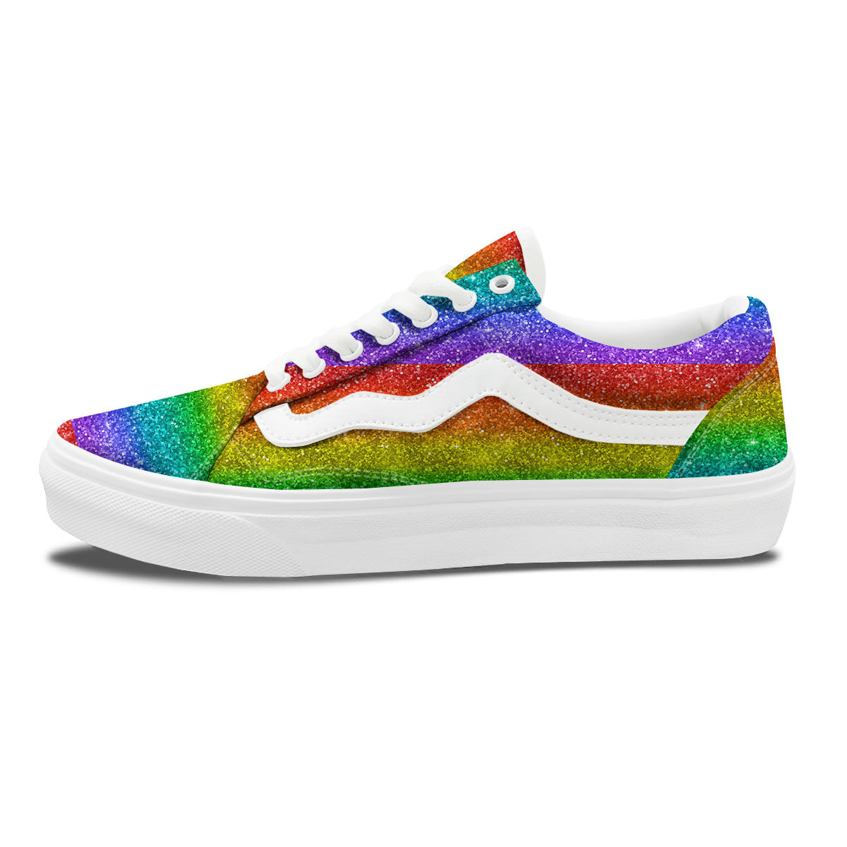 Glitter Rainbow Print Pattern Skate Shoes-grizzshop