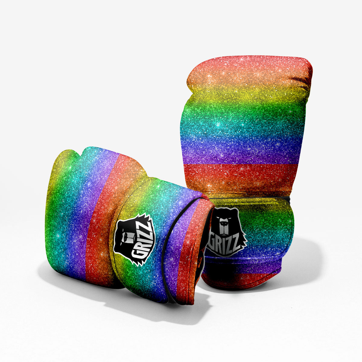 Glitter Rainbow Print Pattern Pro Boxing Glove