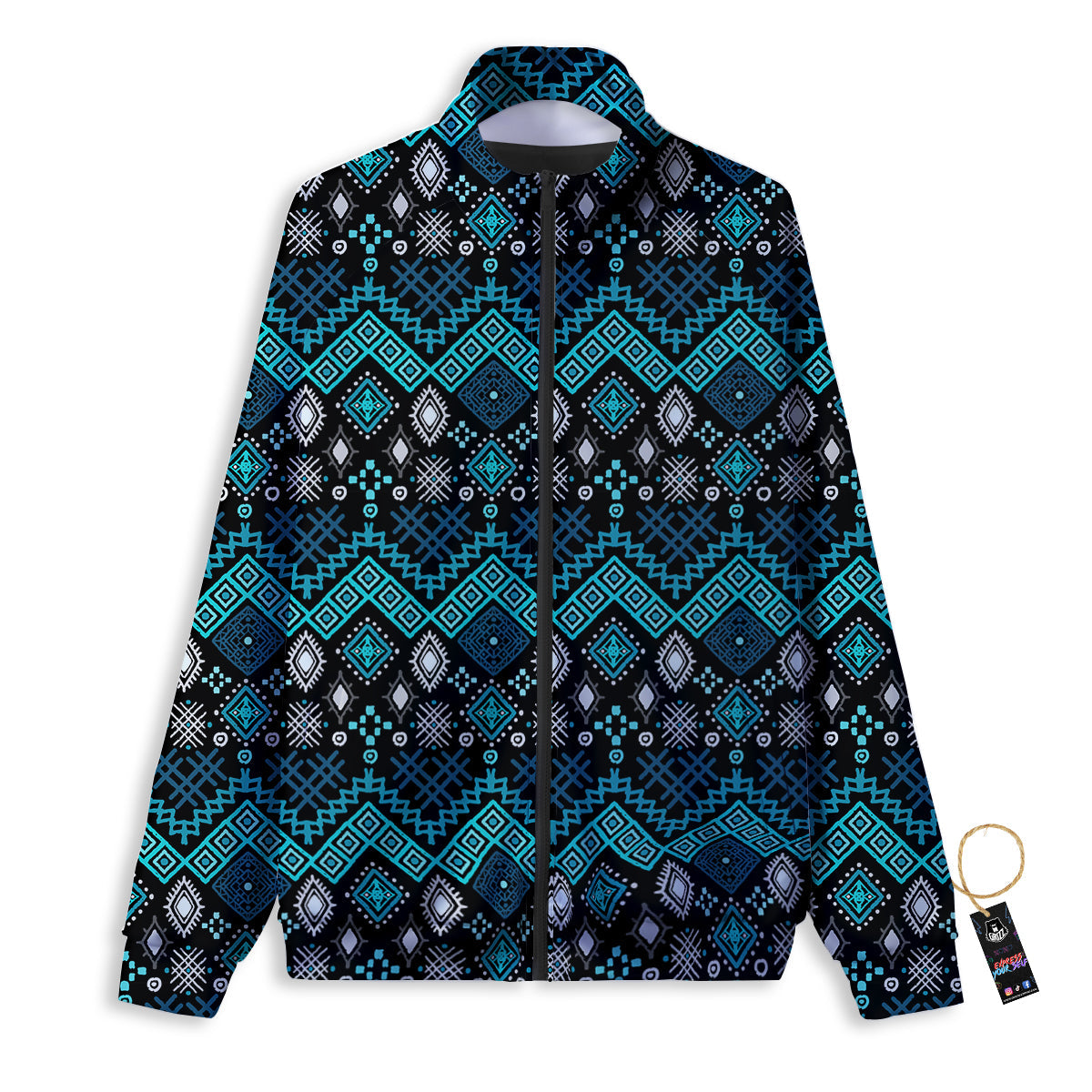 Glitter Rainbow Print Pattern Track Jacket-grizzshop