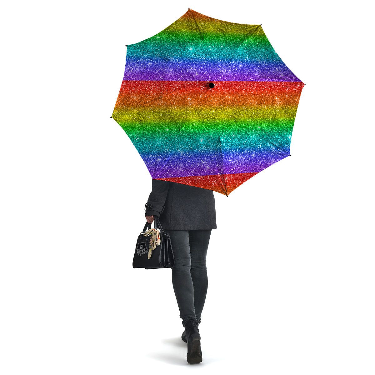 Glitter Rainbow Print Pattern Umbrella-grizzshop