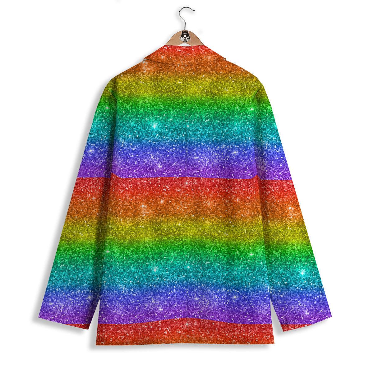 Glitter Rainbow Print Pattern Women's Blazer-grizzshop