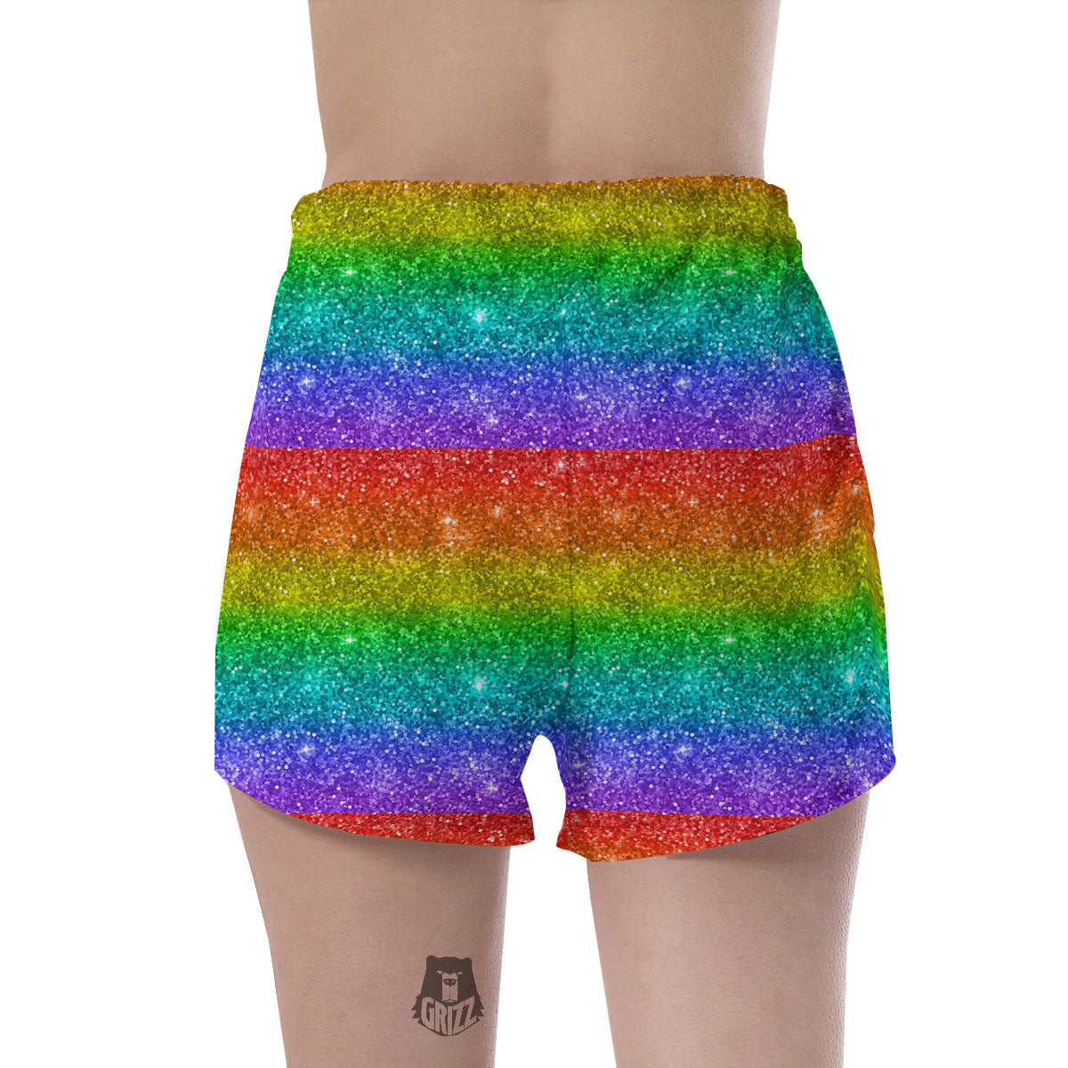 Glitter Rainbow Print Pattern Women's Shorts-grizzshop