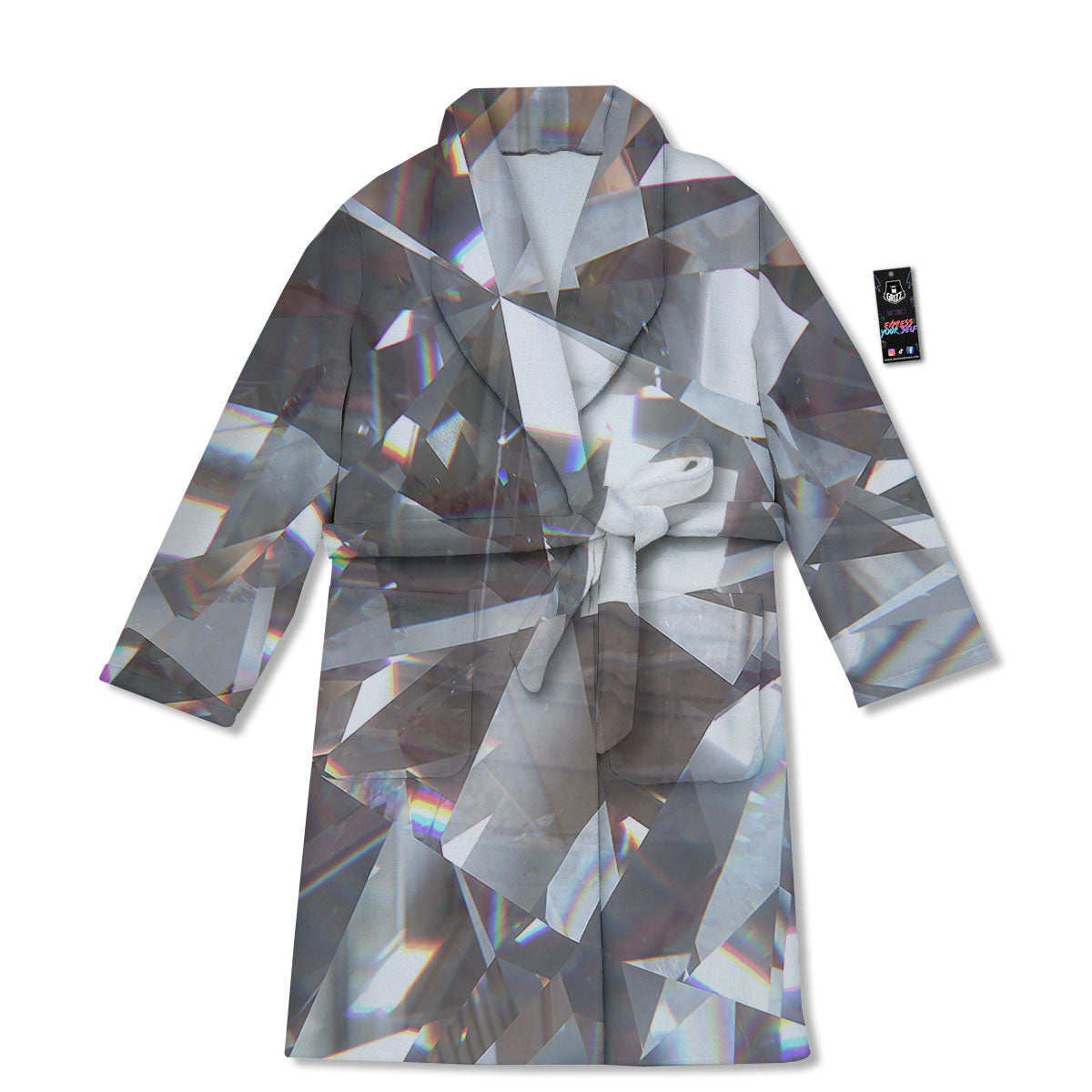 Glitter Texture Diamond Print Bathrobe-grizzshop