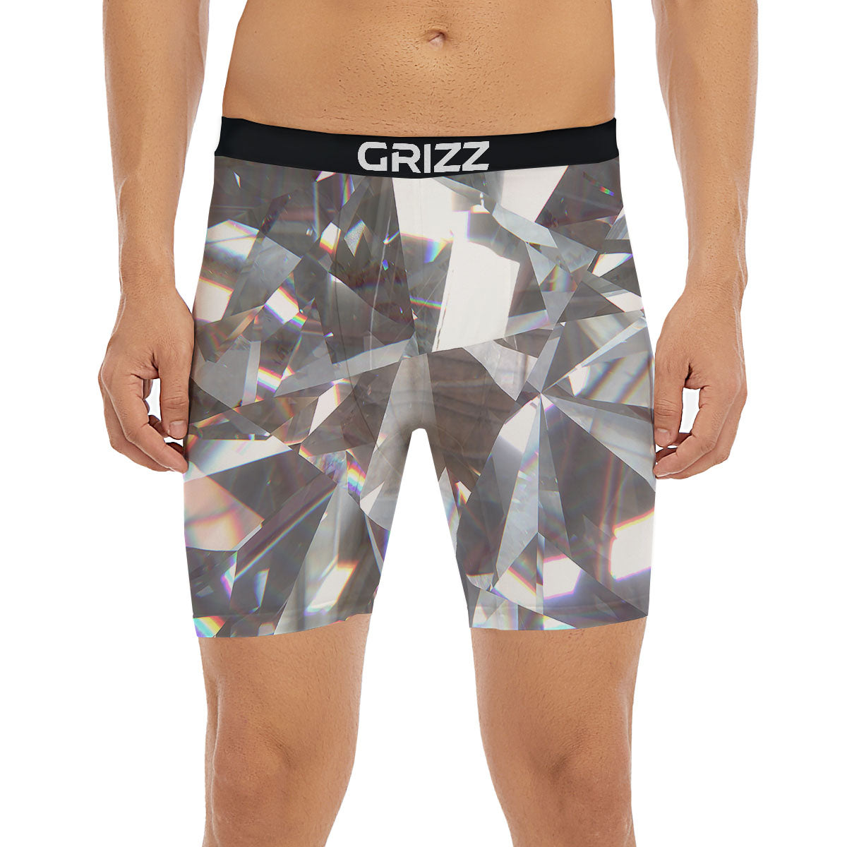 Glitter Texture Diamond Print Boxer Briefs-grizzshop