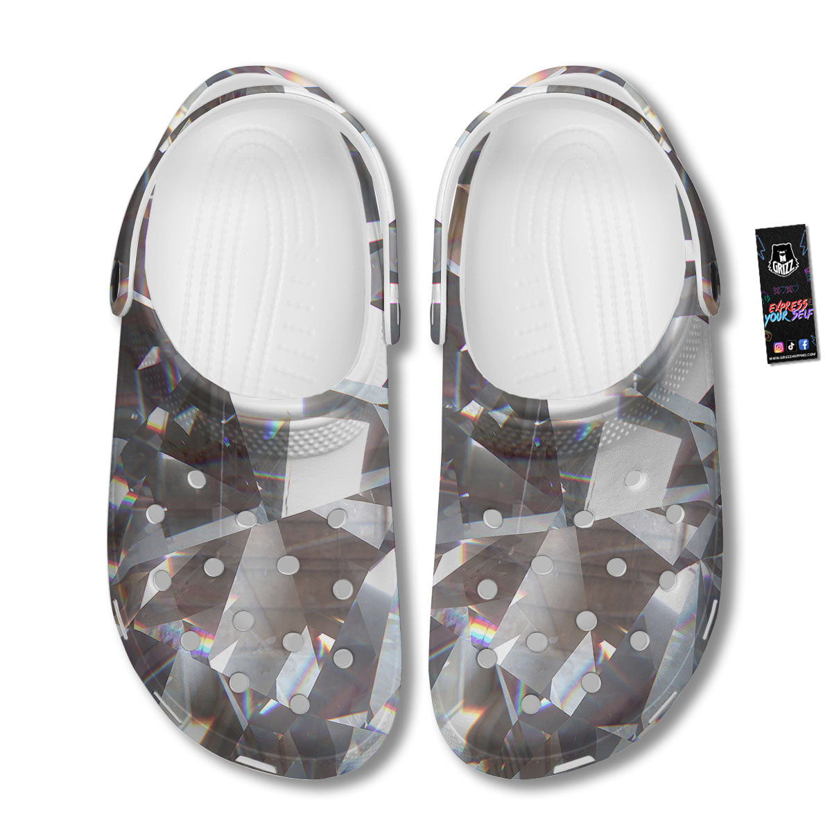 Glitter Texture Diamond Print Clog-grizzshop