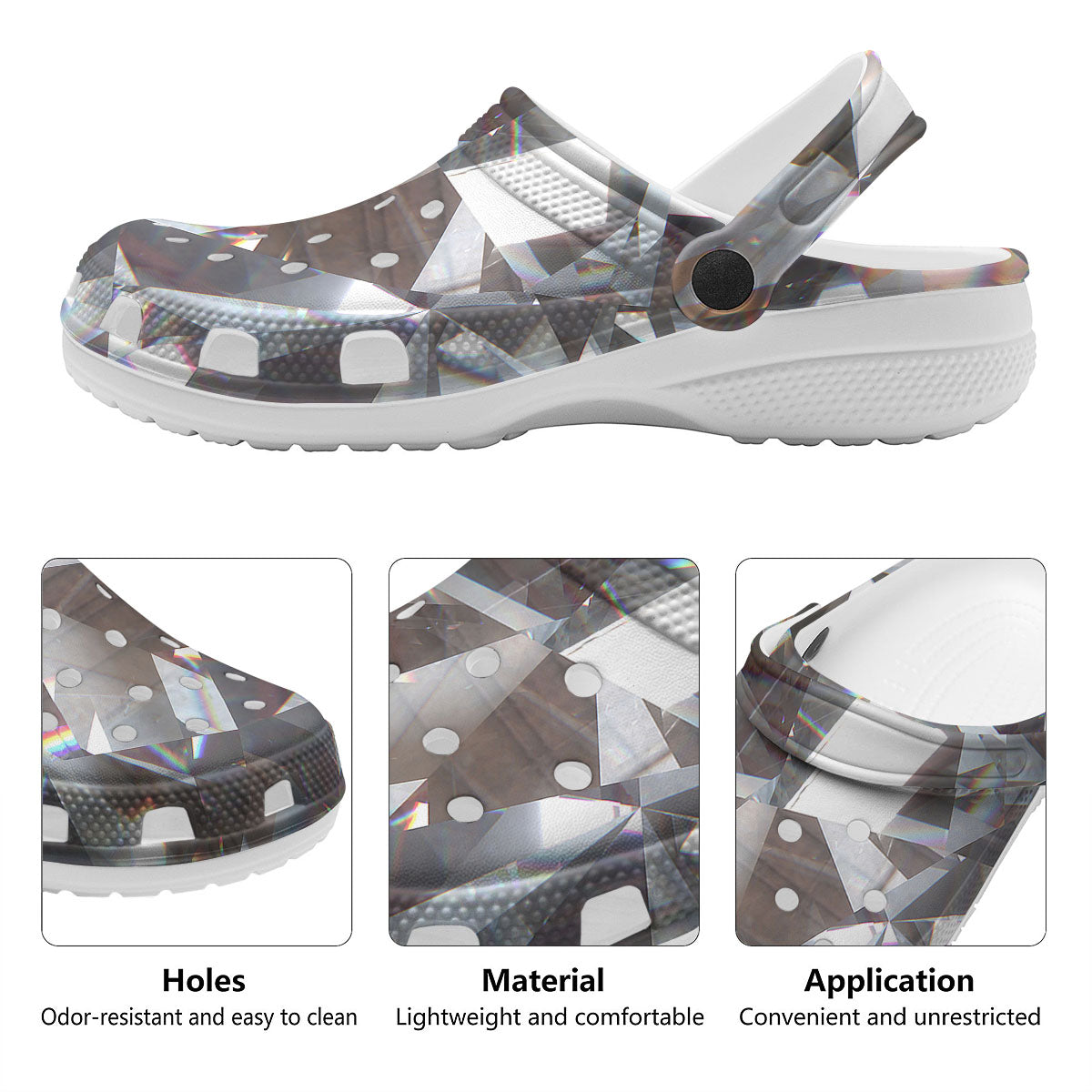 Glitter Texture Diamond Print Clog-grizzshop
