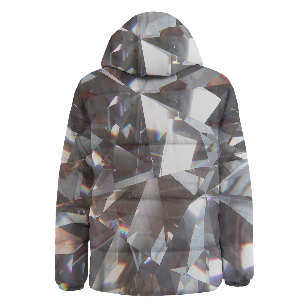 Glitter Texture Diamond Print Down Jacket-grizzshop
