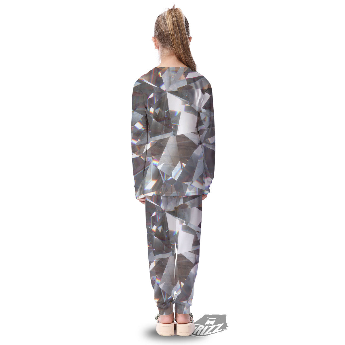 Glitter Texture Diamond Print Kid's Pajamas-grizzshop