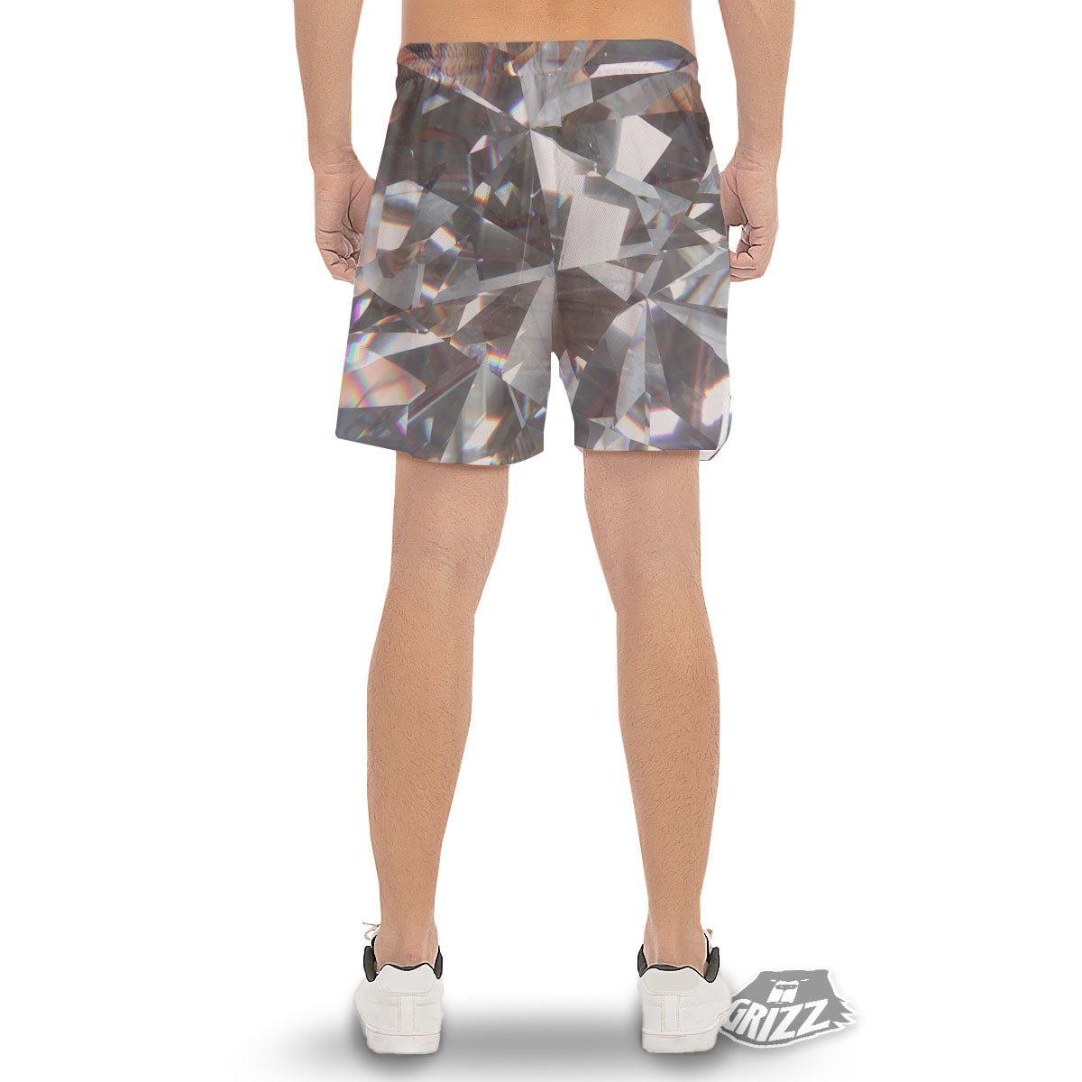 Glitter Texture Diamond Print Men's Gym Shorts-grizzshop