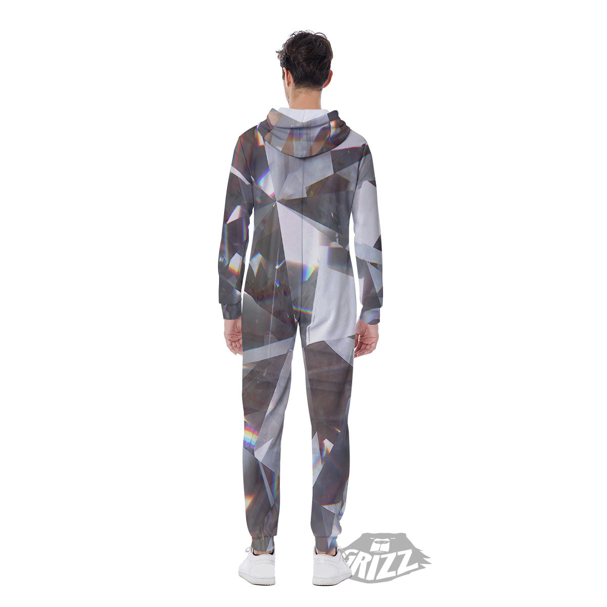 Glitter Texture Diamond Print Men's Jumpsuit-grizzshop