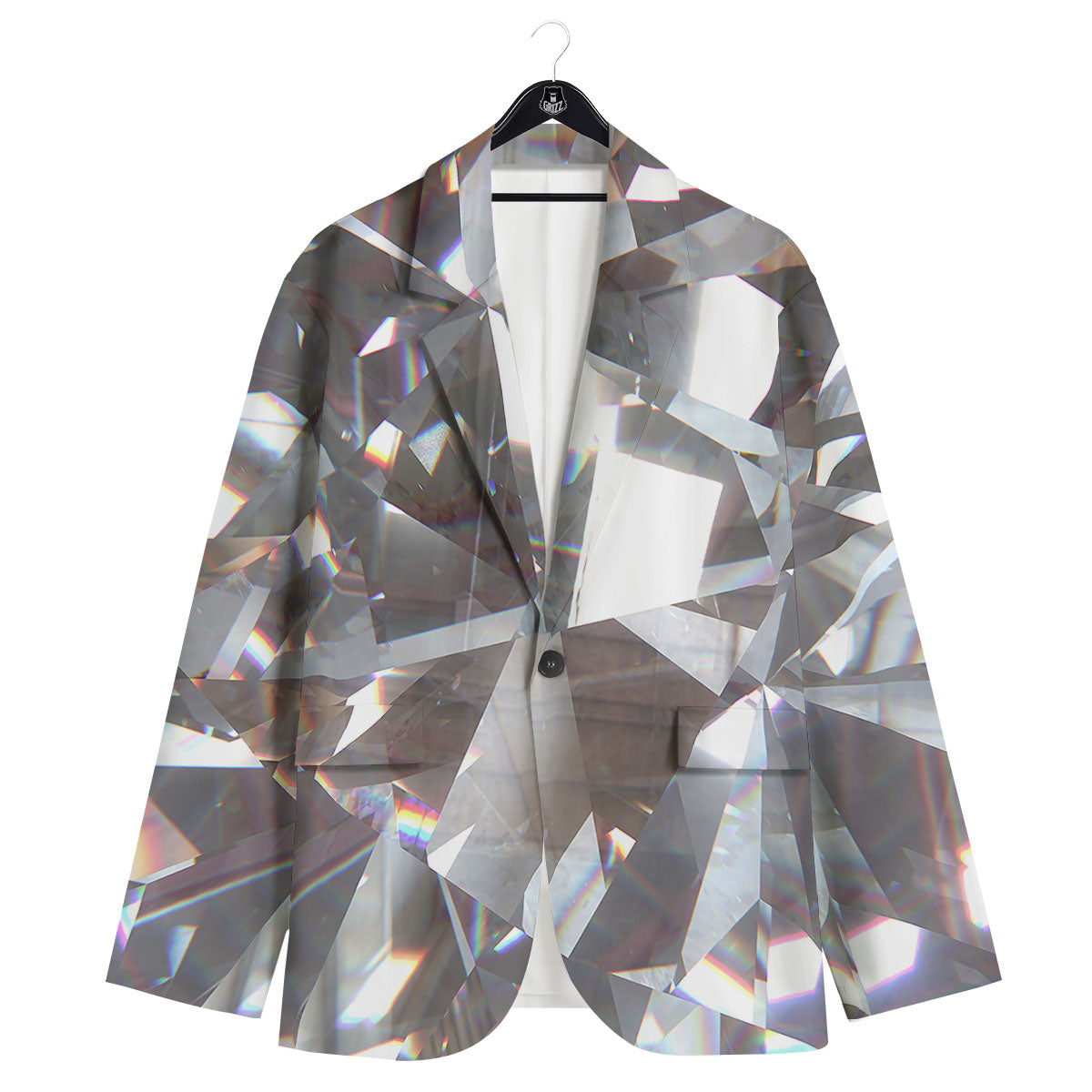 Glitter Texture Diamond Print Men's Sport Coat-grizzshop