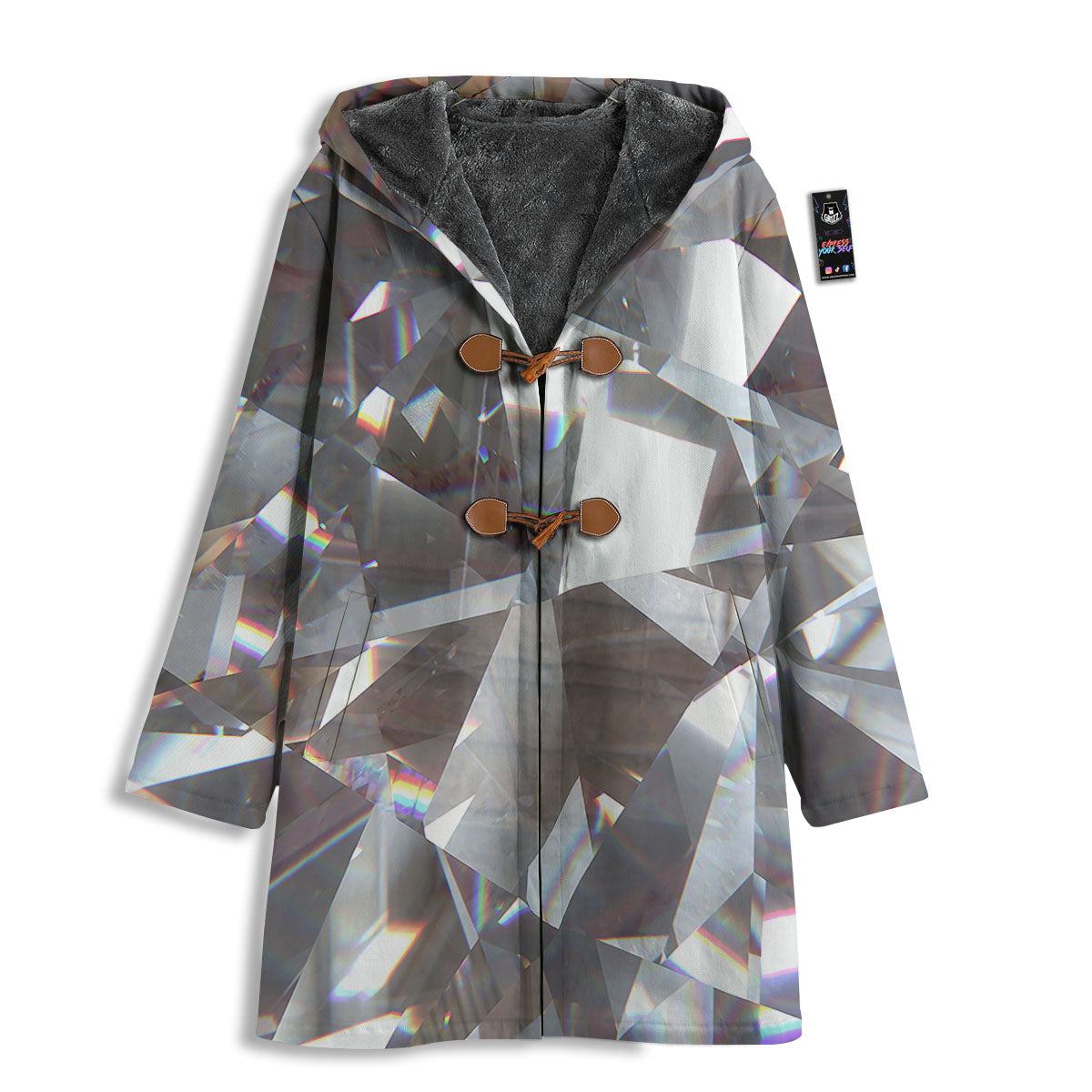 Glitter Texture Diamond Print Men's Windbreaker Jacket-grizzshop