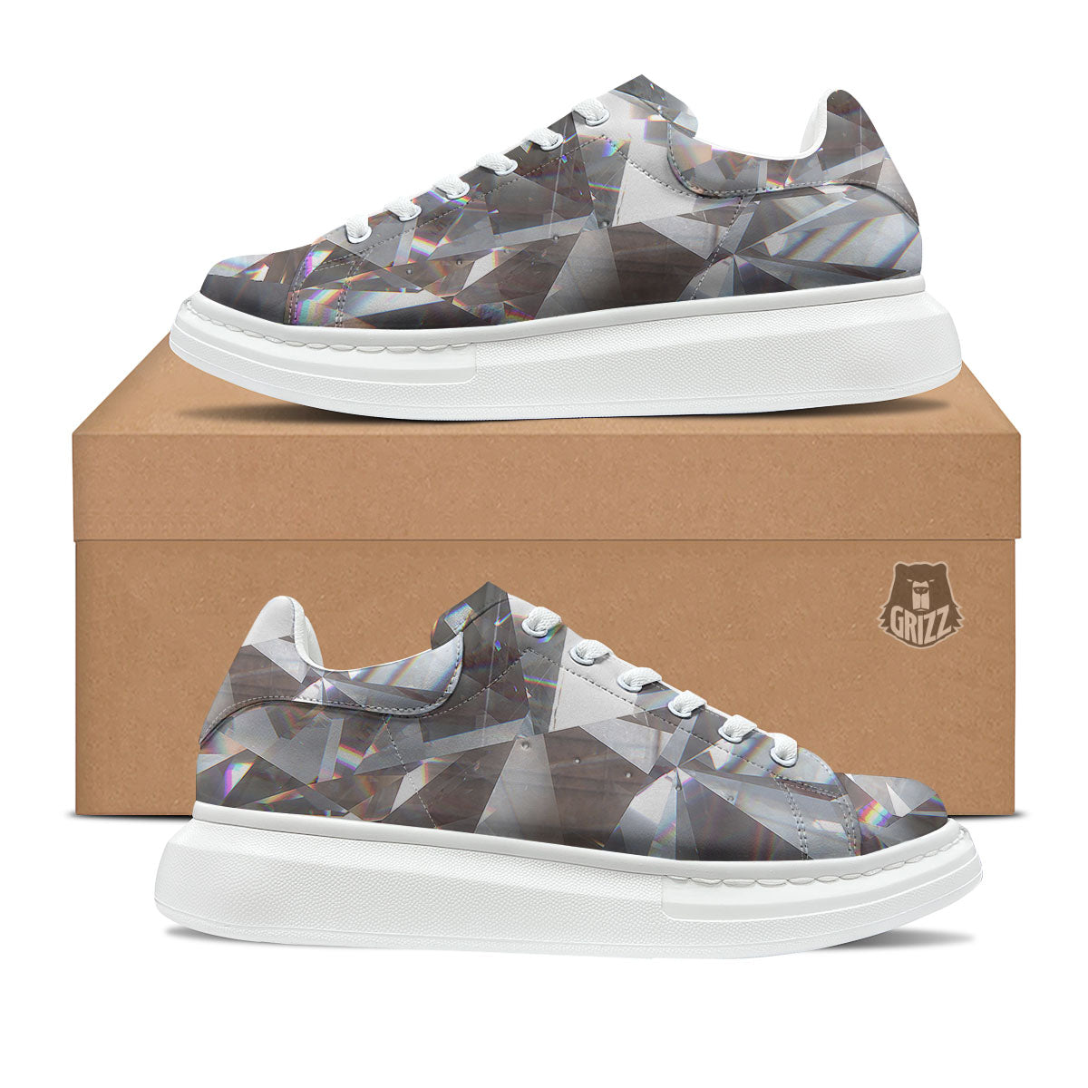 Glitter Texture Diamond Print Platform Shoes-grizzshop