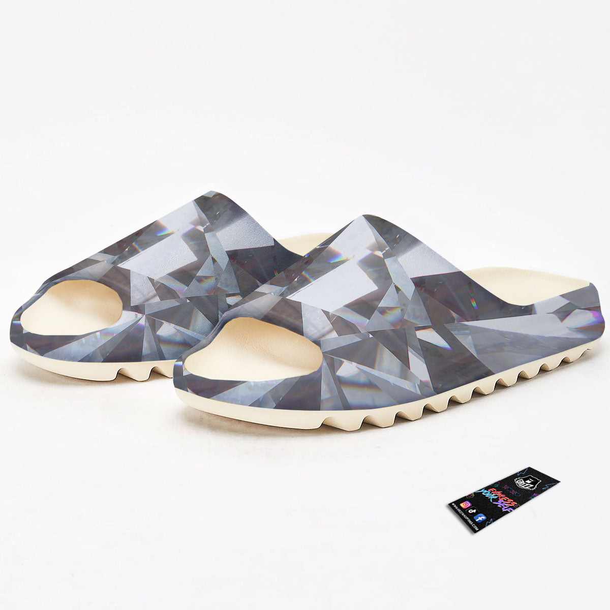 Glitter Texture Diamond Print Sandals-grizzshop