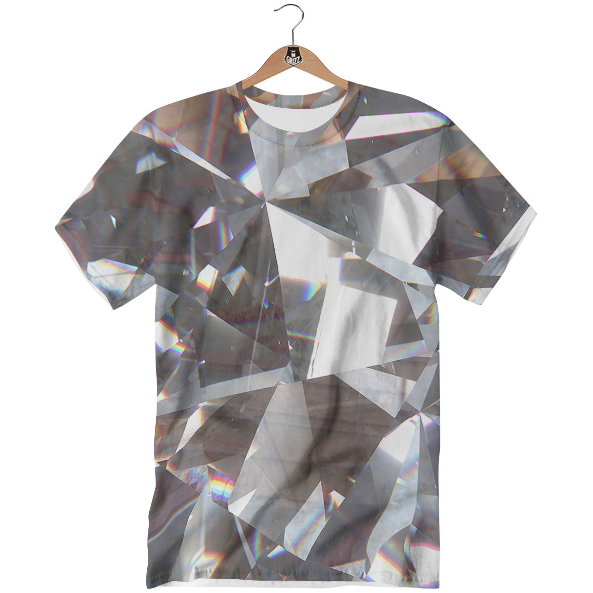 Glitter Texture Diamond Print T-Shirt-grizzshop