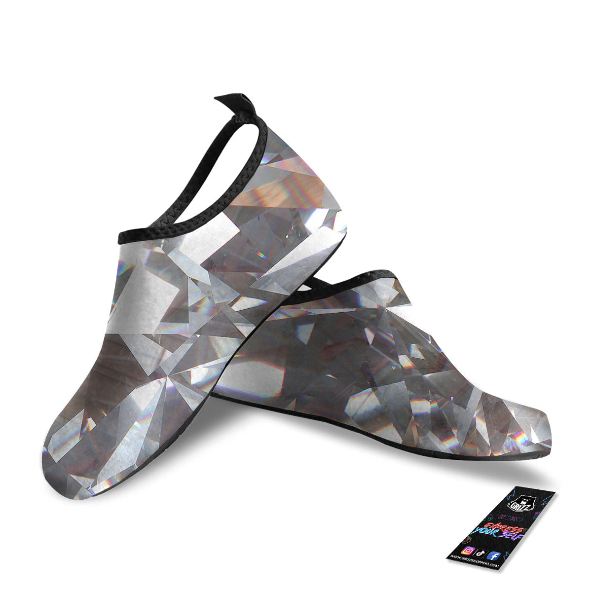 Glitter Texture Diamond Print Water Shoes-grizzshop