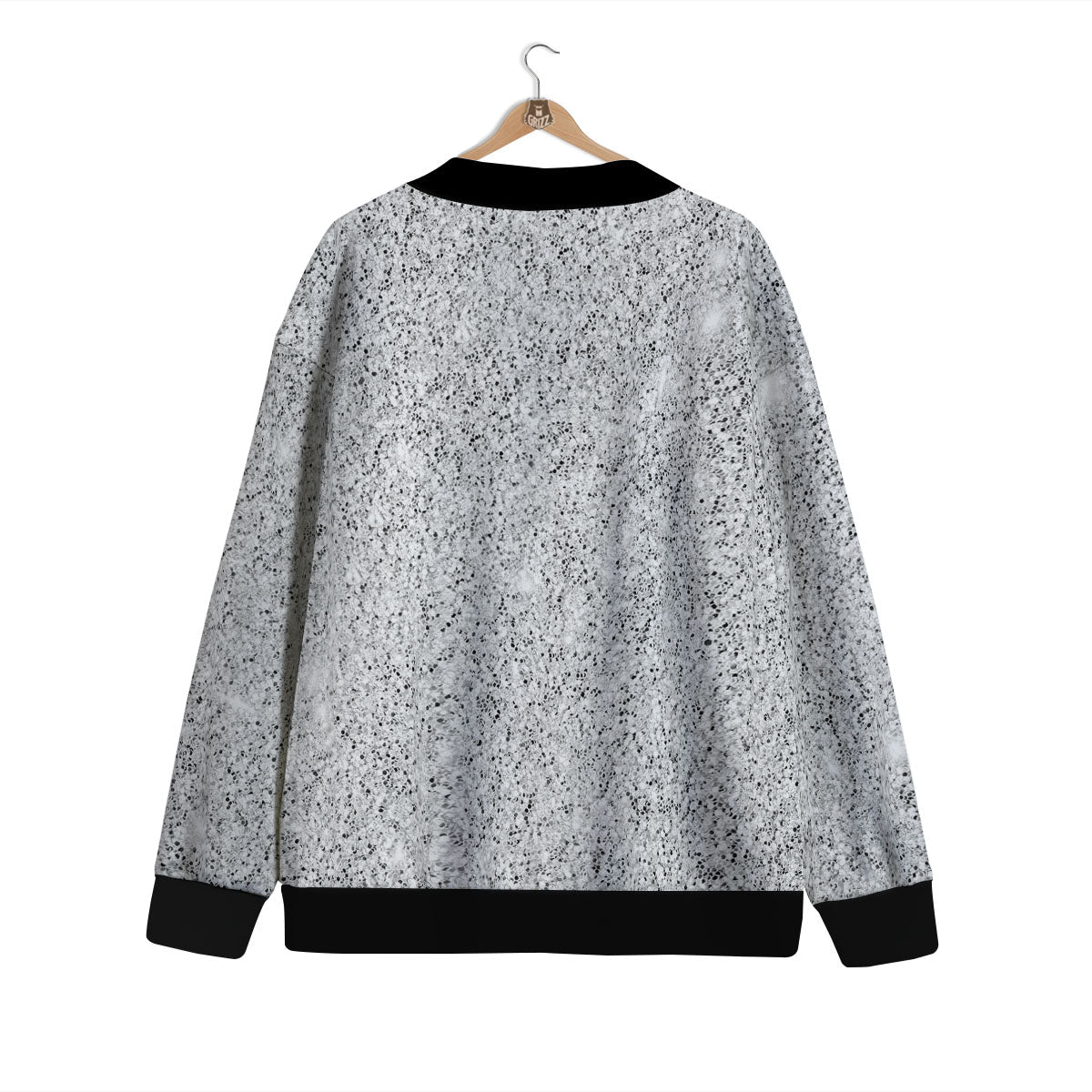Glitter Texture Light Silver Print Cardigan-grizzshop