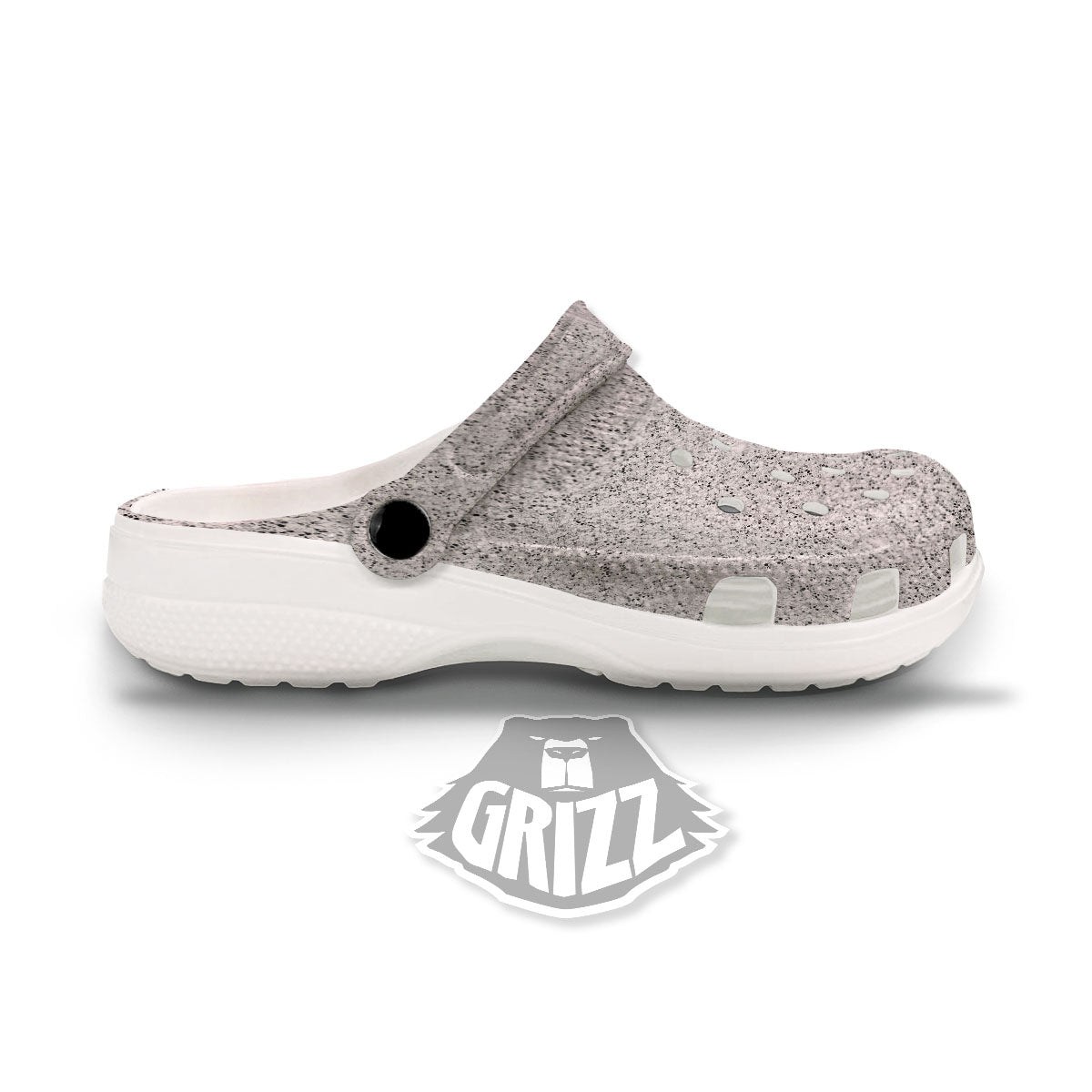 Glitter Texture Light Silver Print Clog-grizzshop