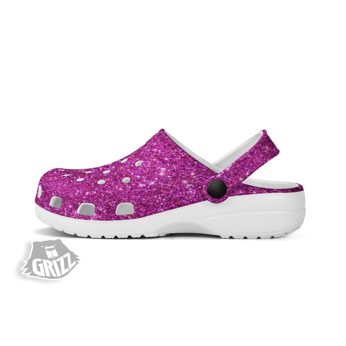 Glitter Texture Magenta Pink Print Clog-grizzshop