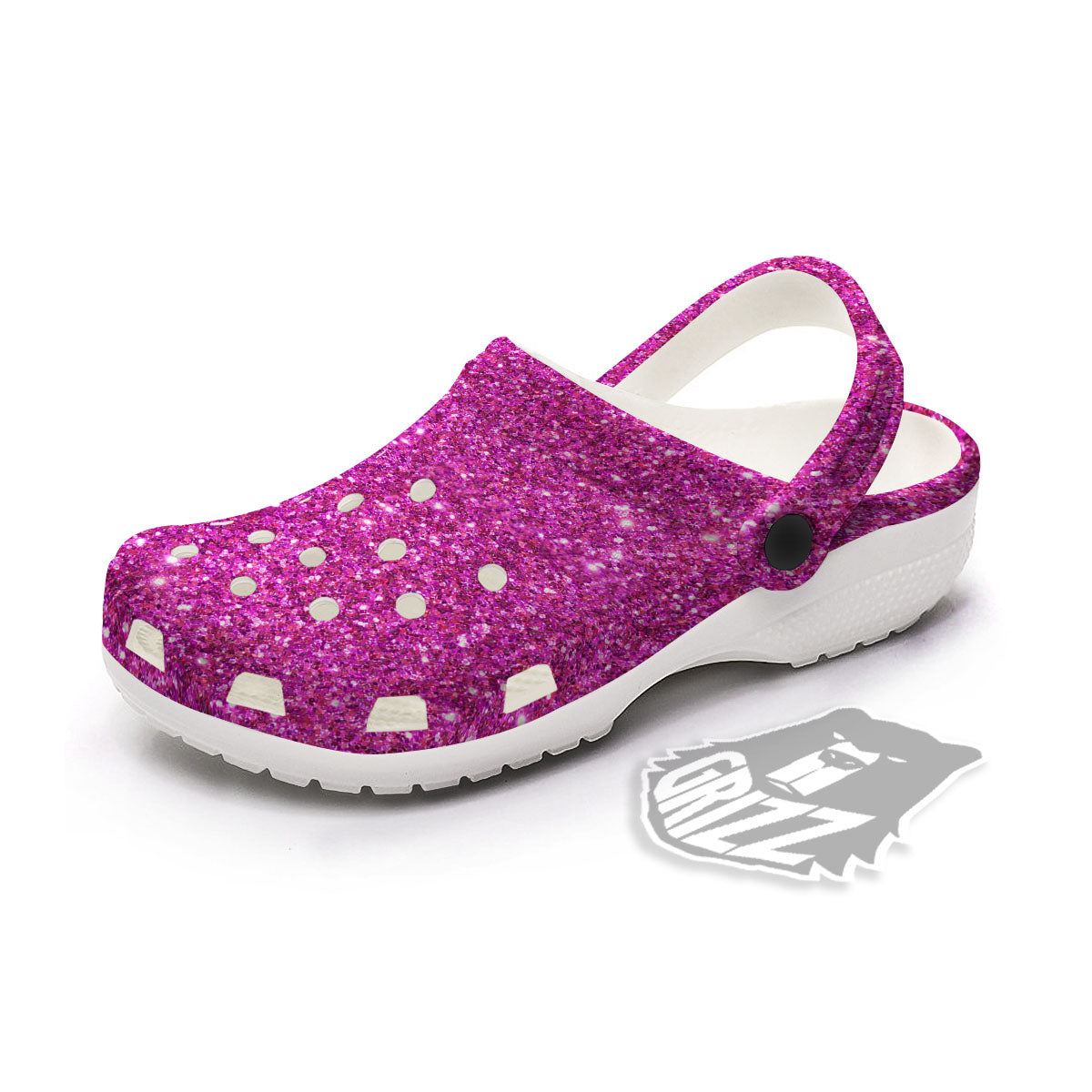 Glitter Texture Magenta Pink Print Clog-grizzshop