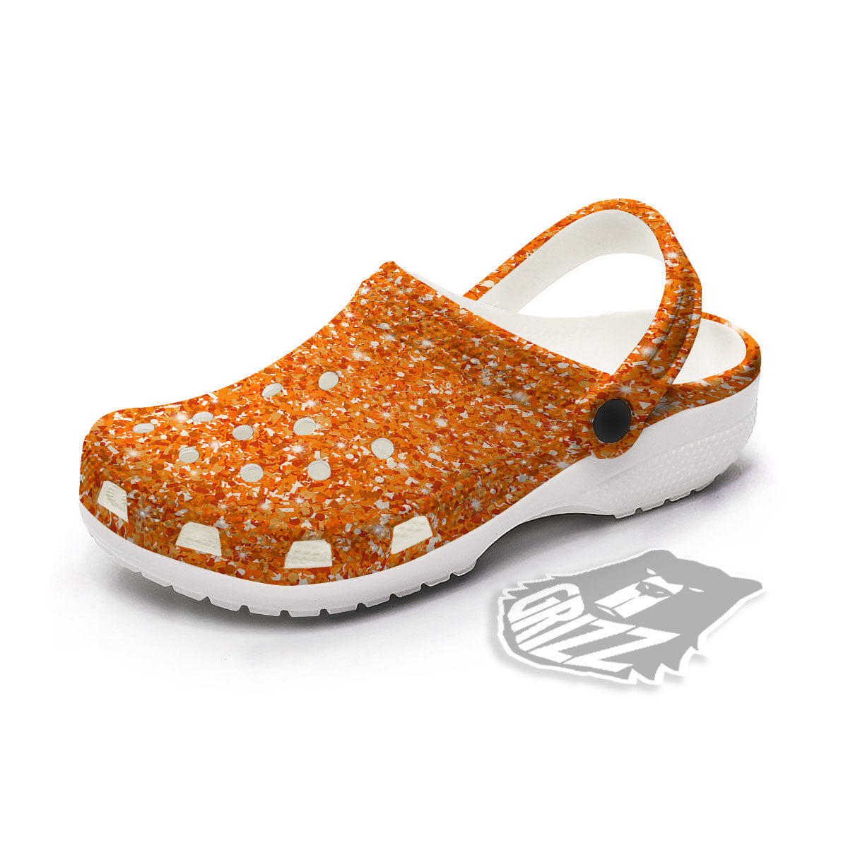 Glitter Texture Orange Print Clog-grizzshop