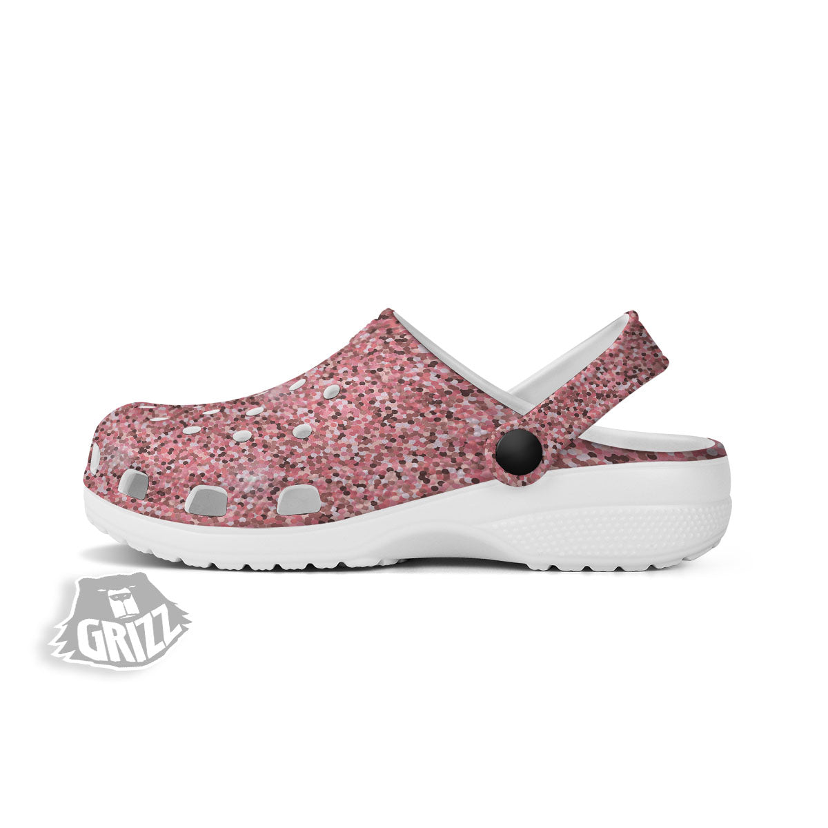 Glitter Texture Pink Print Clog-grizzshop