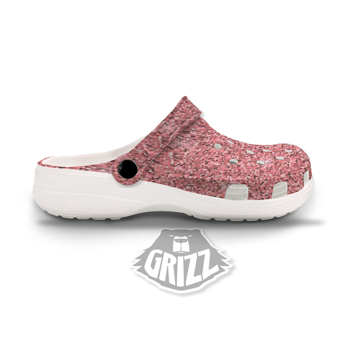 Glitter Texture Pink Print Clog-grizzshop