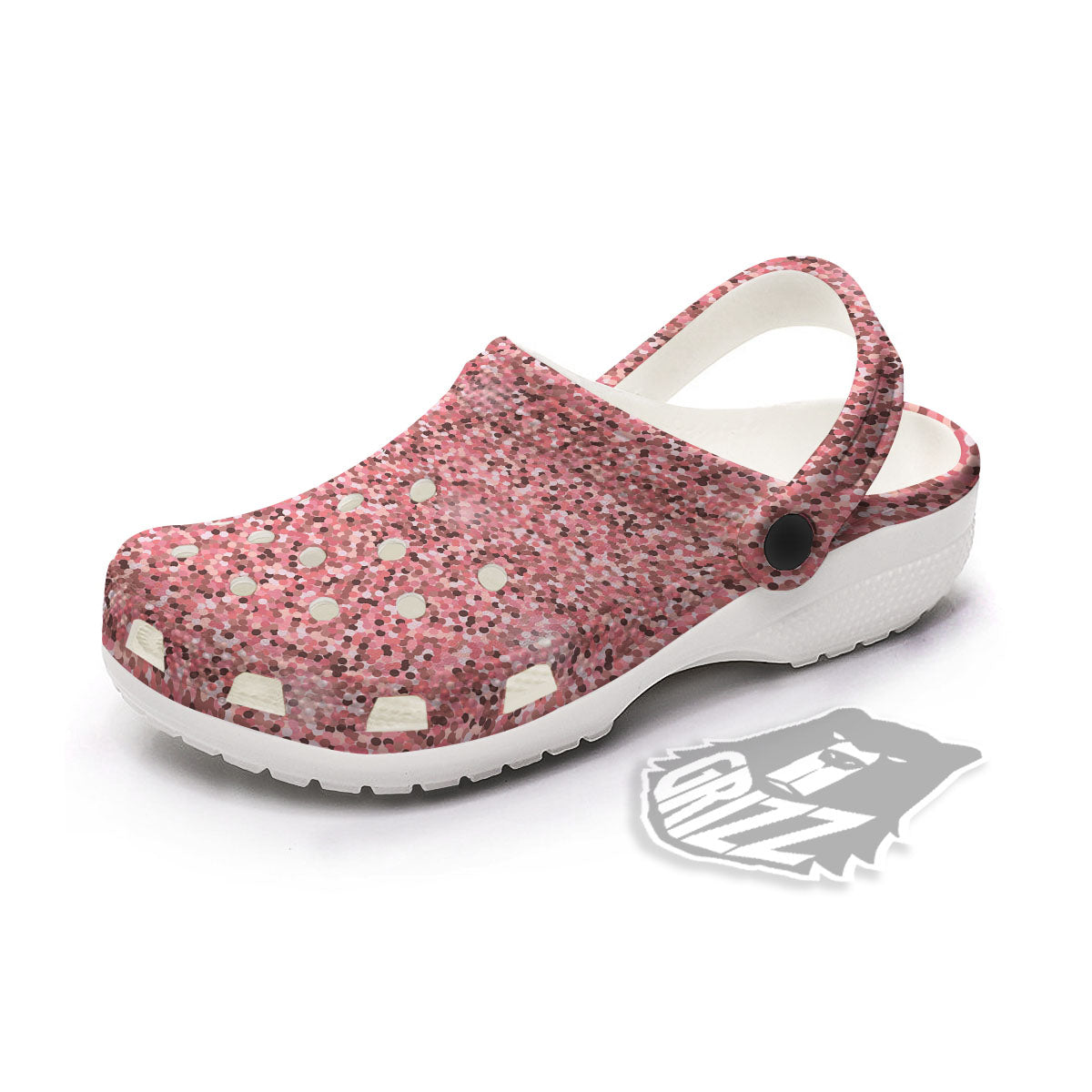 Glitter Texture Pink Print Clog-grizzshop