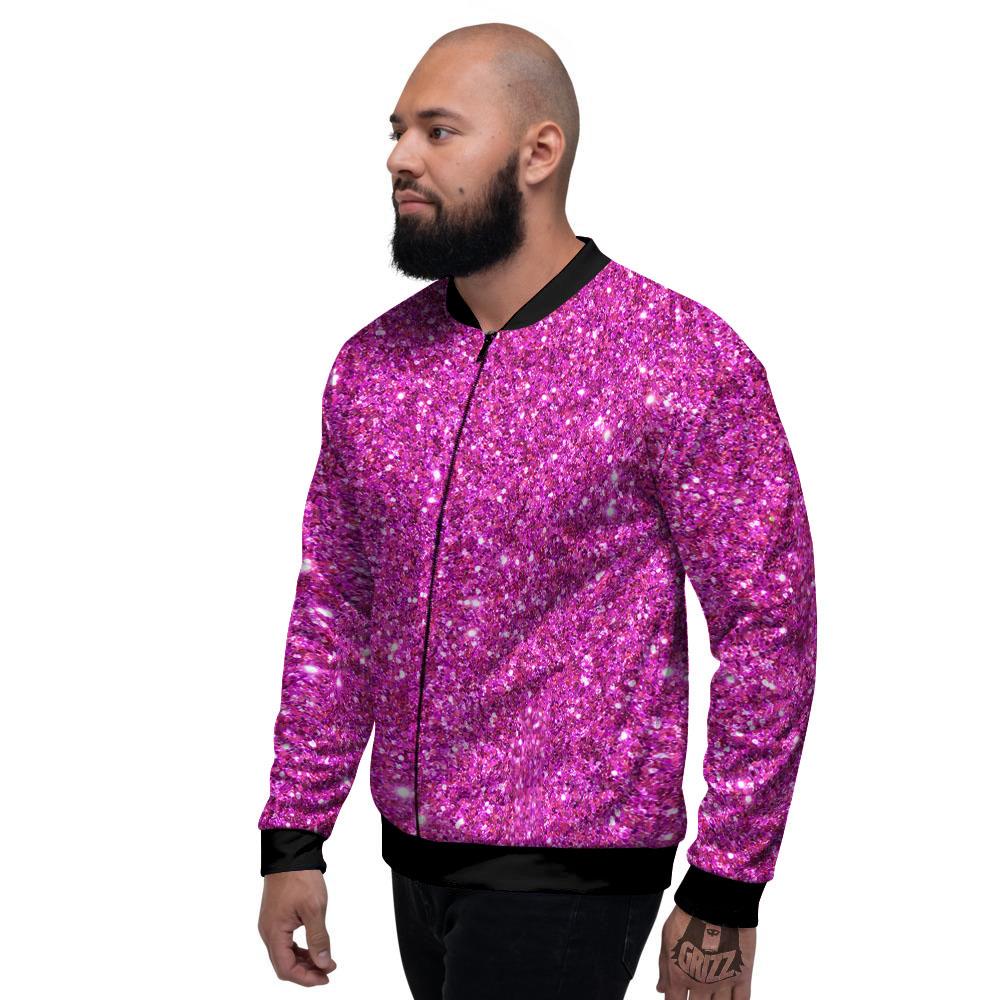Glitter Artwork Magenta Pink Print Men's Bomber Jacket-grizzshop