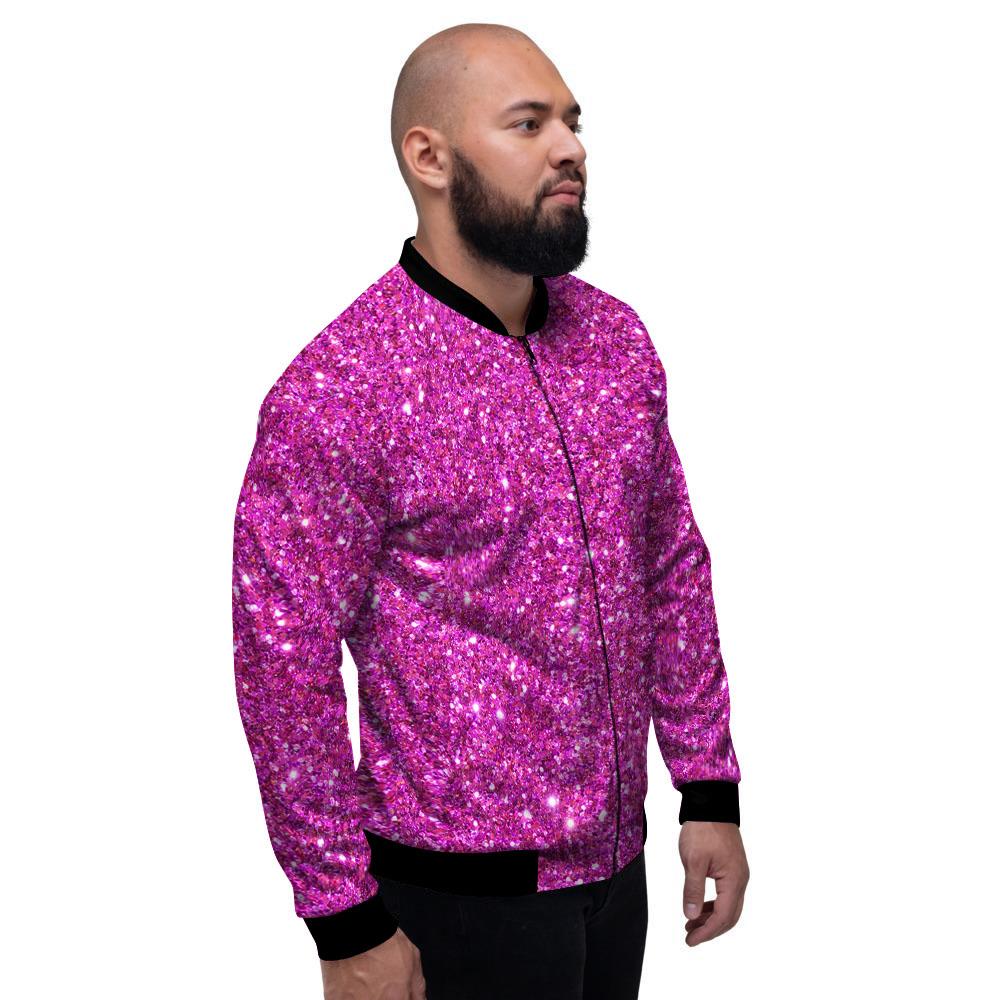 Glitter Artwork Magenta Pink Print Men's Bomber Jacket-grizzshop