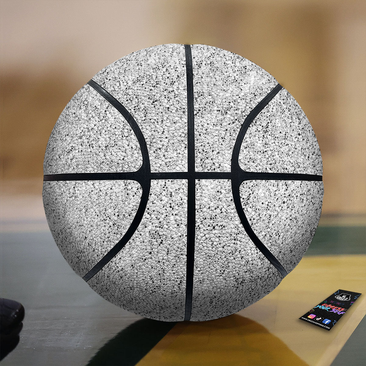 Glitter Artwork Light Silver Print Basketball