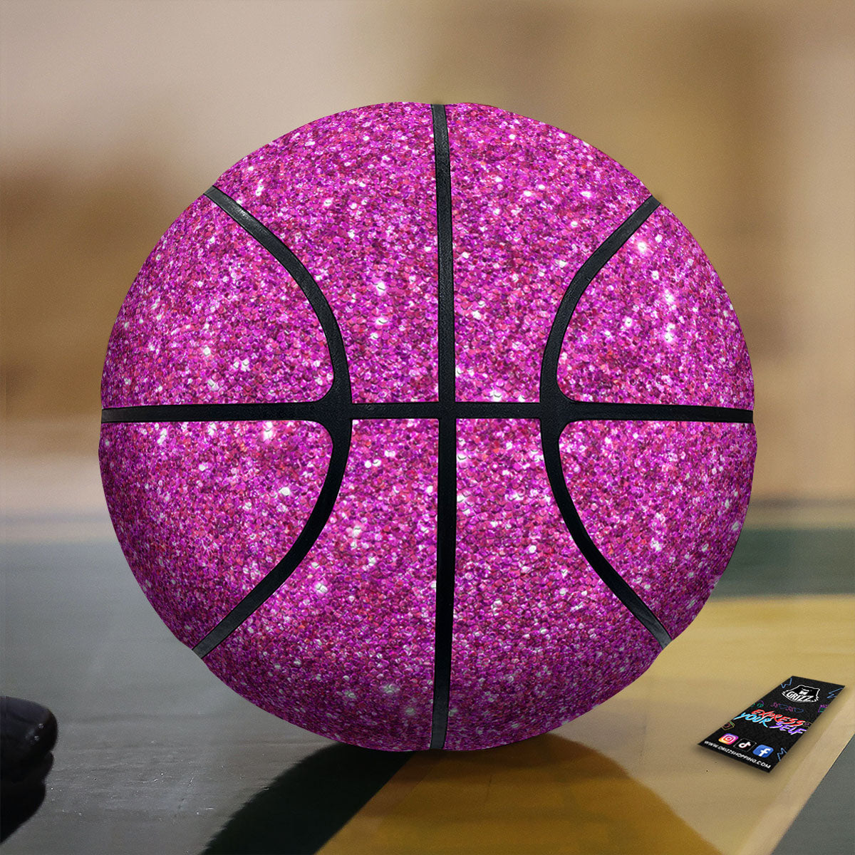 Glitter Artwork Magenta Pink Print Basketball
