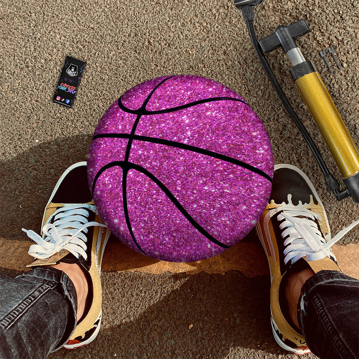 Glitter Artwork Magenta Pink Print Basketball