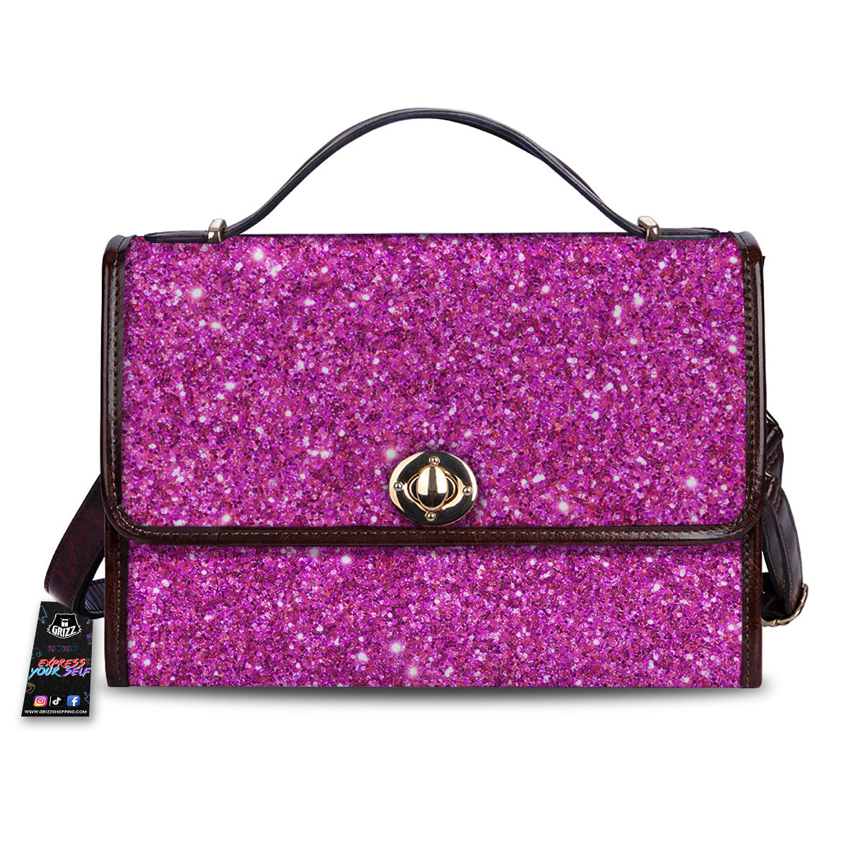 Glitter Artwork Magenta Pink Print Women's Satchel Bag