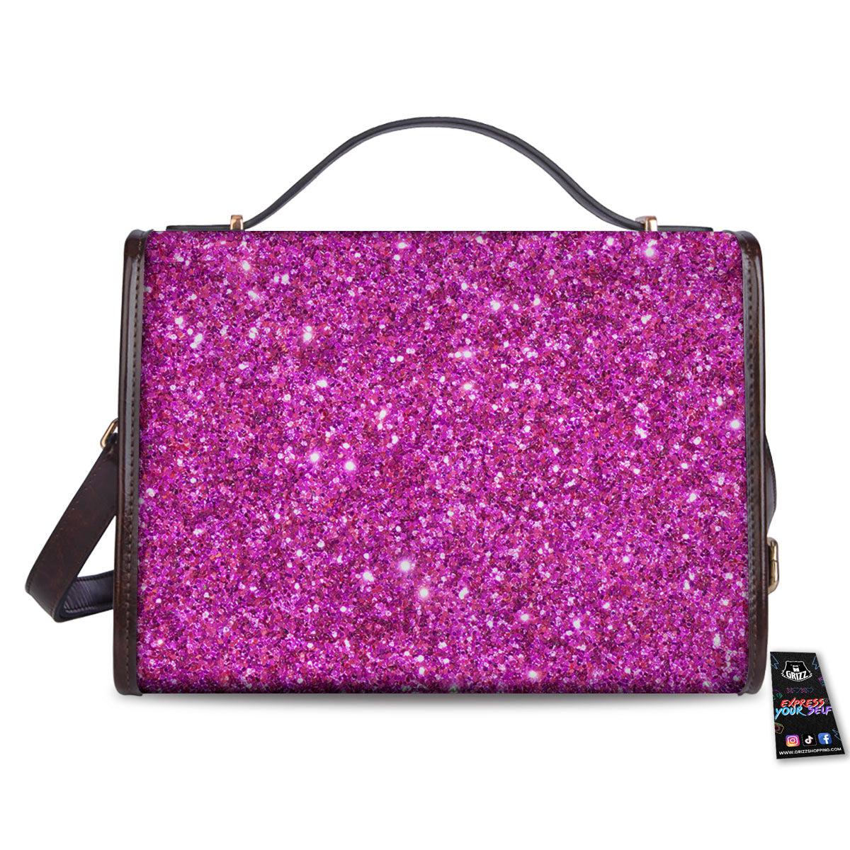 Glitter Artwork Magenta Pink Print Women's Satchel Bag