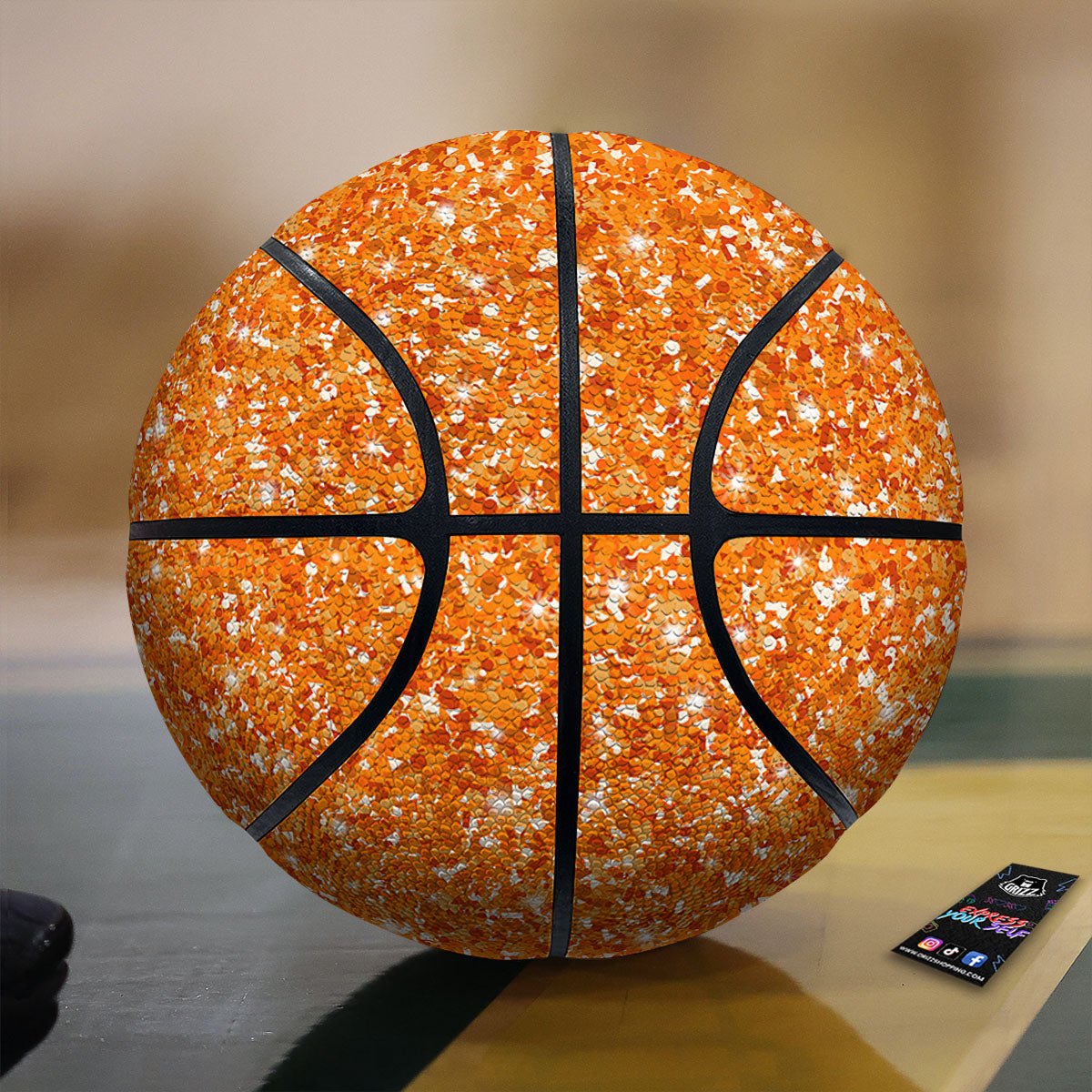 Glitter Artwork Orange Print Basketball