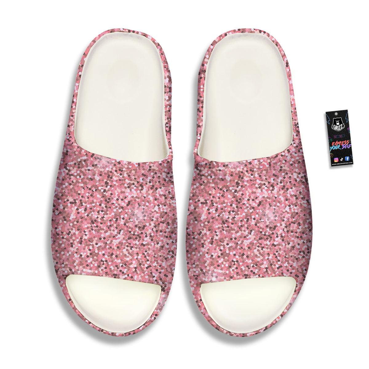 Glitter Artwork Pink Print Sandals-grizzshop
