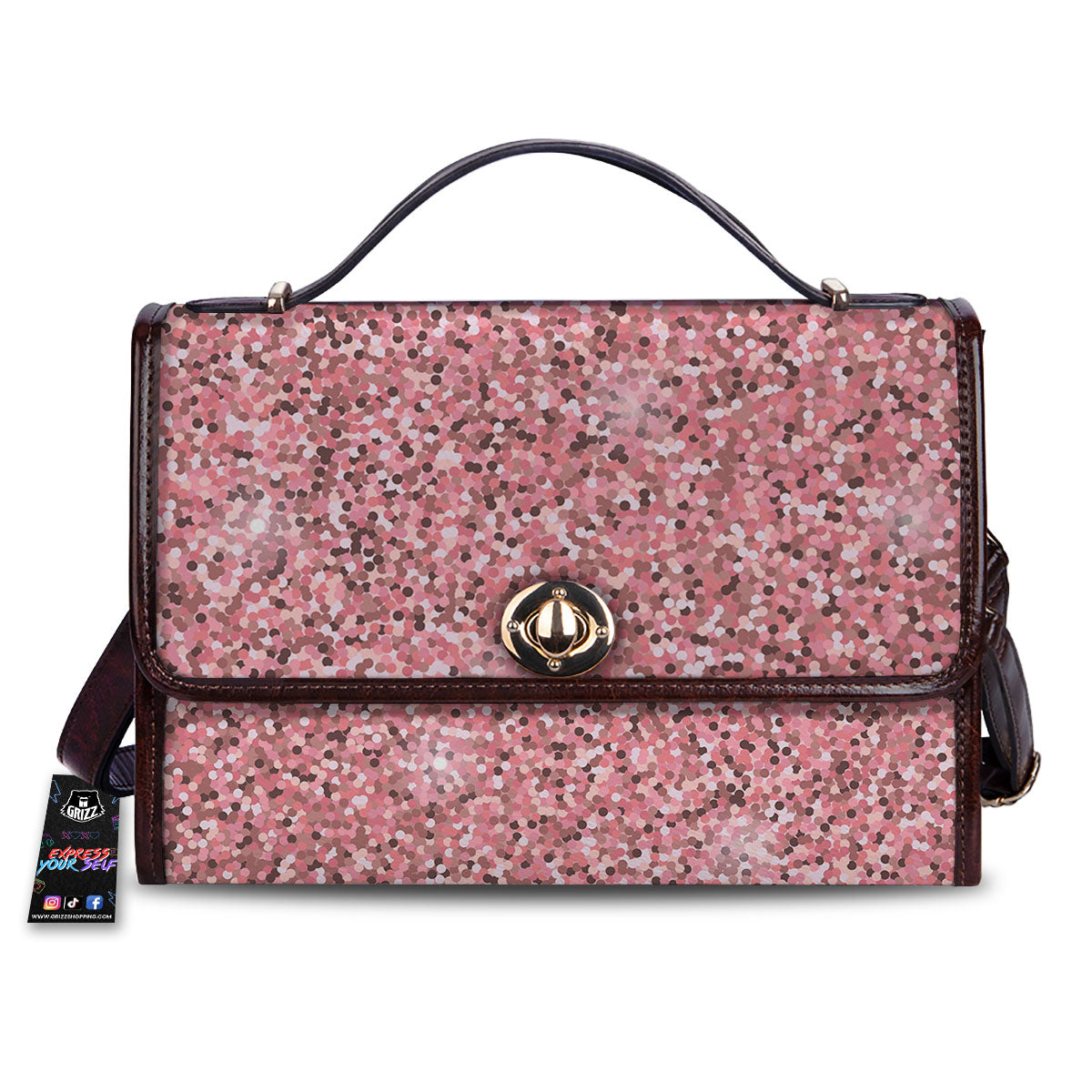 Glitter Artwork Pink Print Women's Satchel Bag