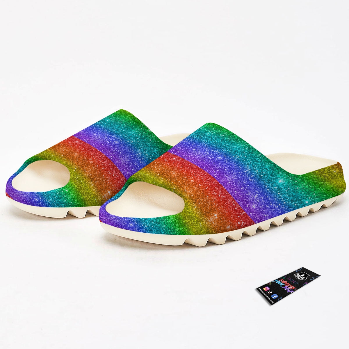 Glitter Rainbow Print Pattern Sandals-grizzshop