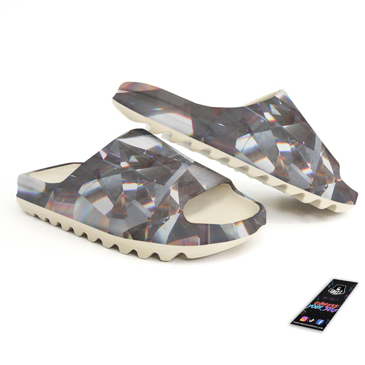 Glitter Texture Diamond Print Sandals-grizzshop