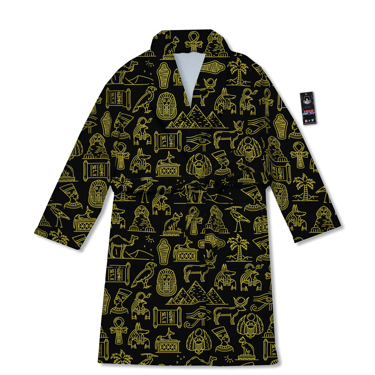 Glod Ancient Egyptian Print Pattern Bathrobe-grizzshop