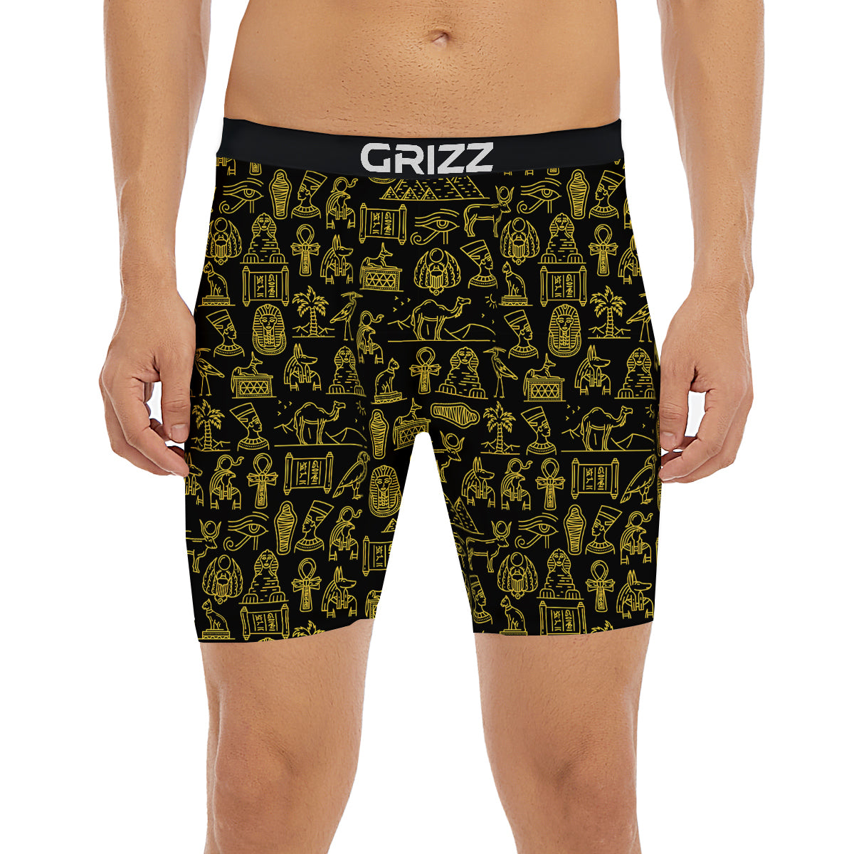 Glod Ancient Egyptian Print Pattern Boxer Briefs-grizzshop