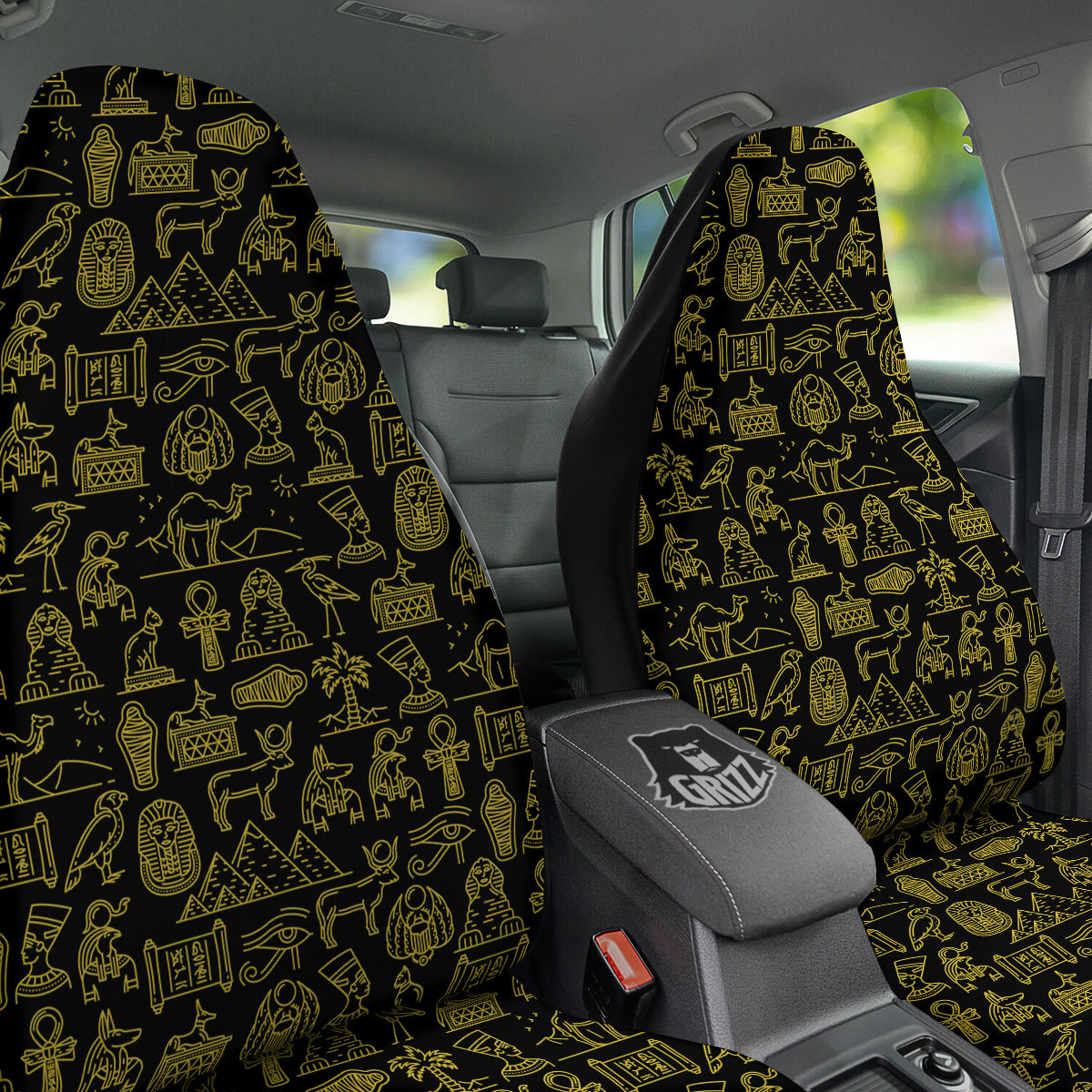 Glod Ancient Egyptian Print Pattern Car Seat Covers-grizzshop