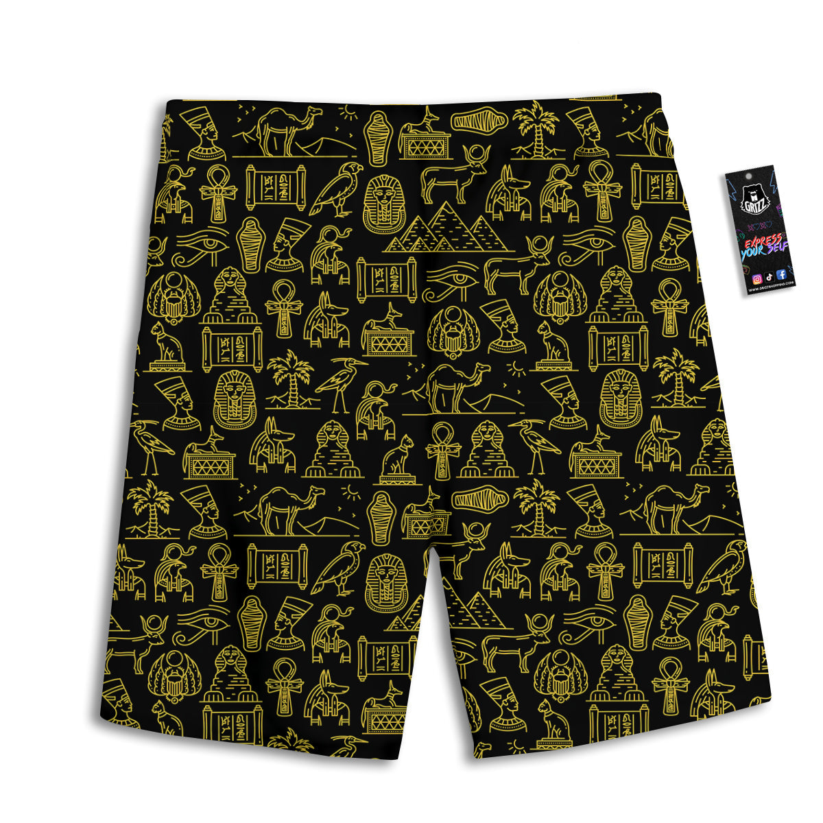 Glod Ancient Egyptian Print Pattern Men's Athletic Shorts