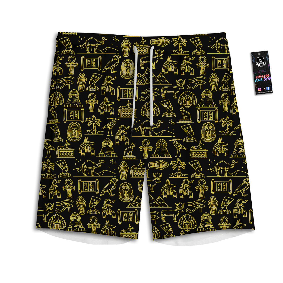 Glod Ancient Egyptian Print Pattern Men's Athletic Shorts