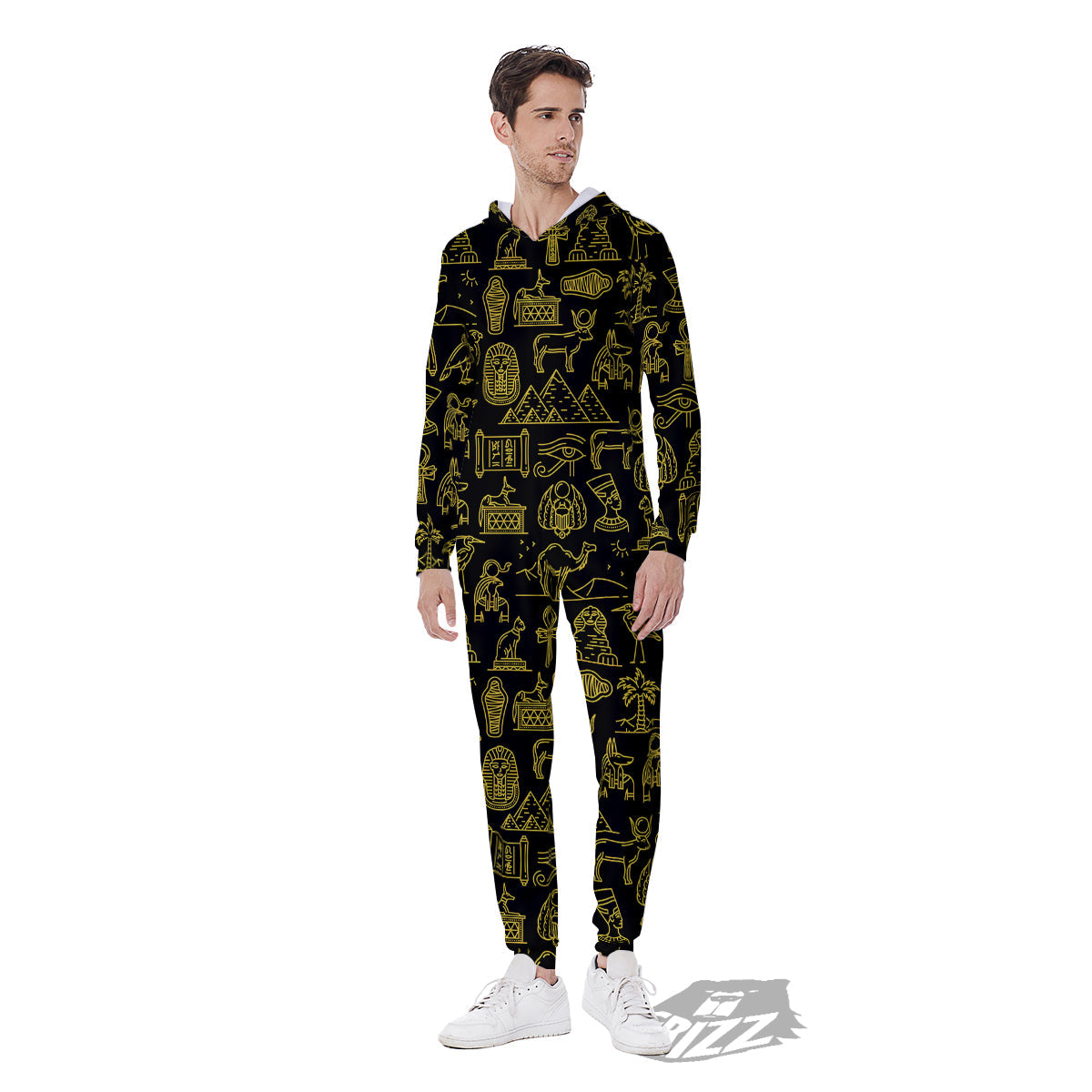 Glod Ancient Egyptian Print Pattern Men's Jumpsuit-grizzshop