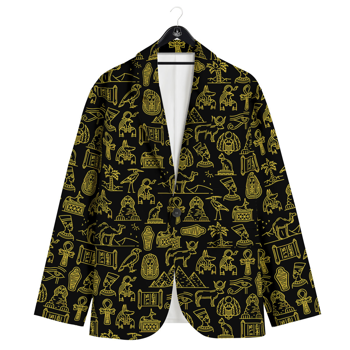 Glod Ancient Egyptian Print Pattern Men's Sport Coat-grizzshop