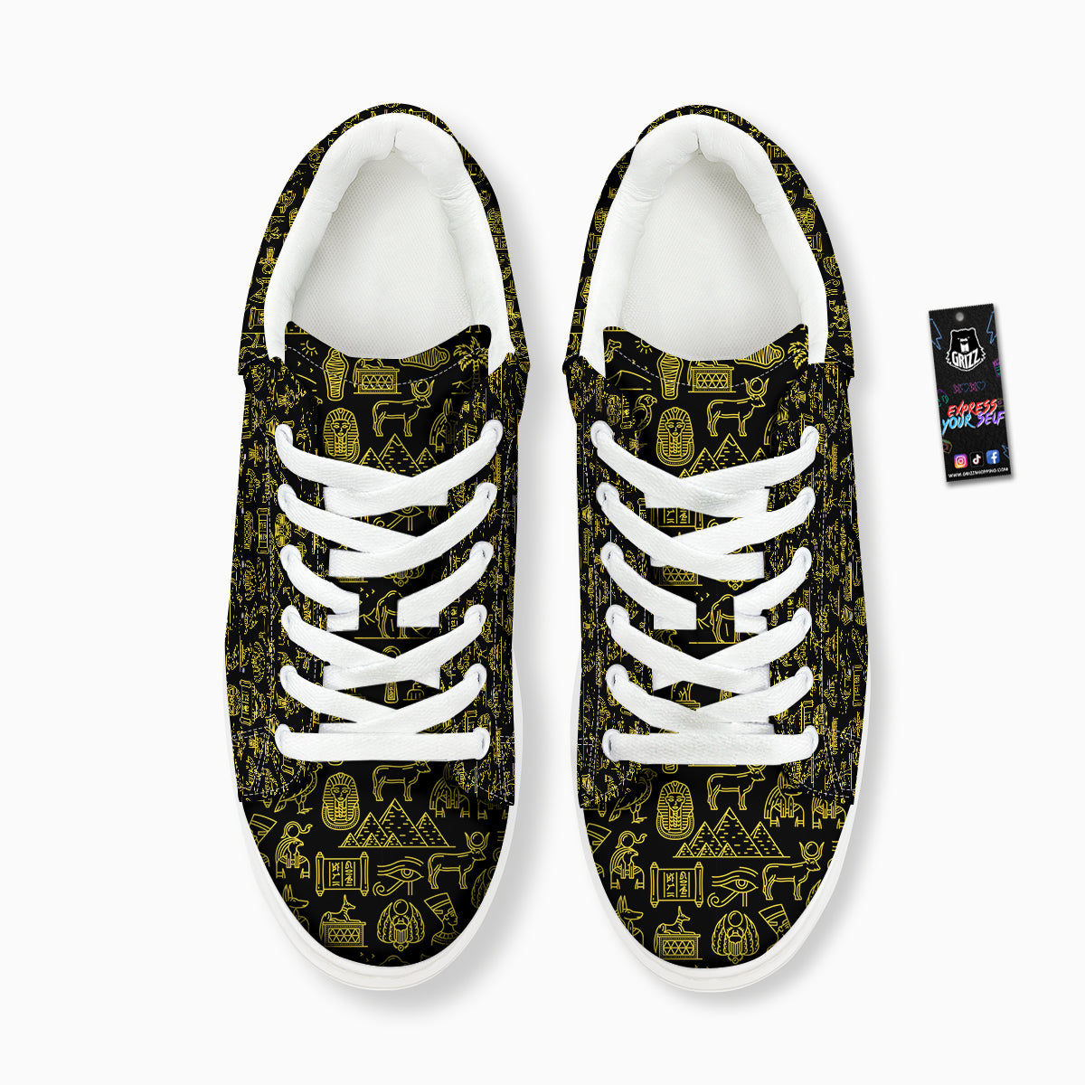 Glod Ancient Egyptian Print Pattern Platform Shoes-grizzshop