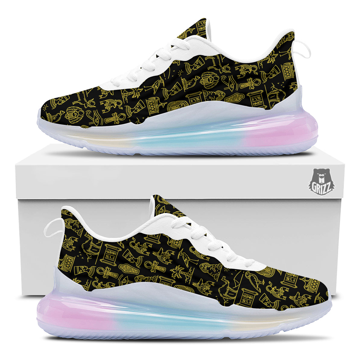 Glod Ancient Egyptian Print Pattern Running Sneakers-grizzshop